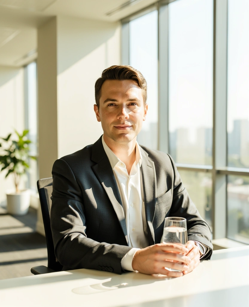 Profesional manteniendo la alerta en entorno moderno